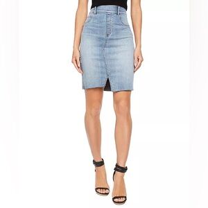 Spanx Women's Distressed Denim Skirt sz L